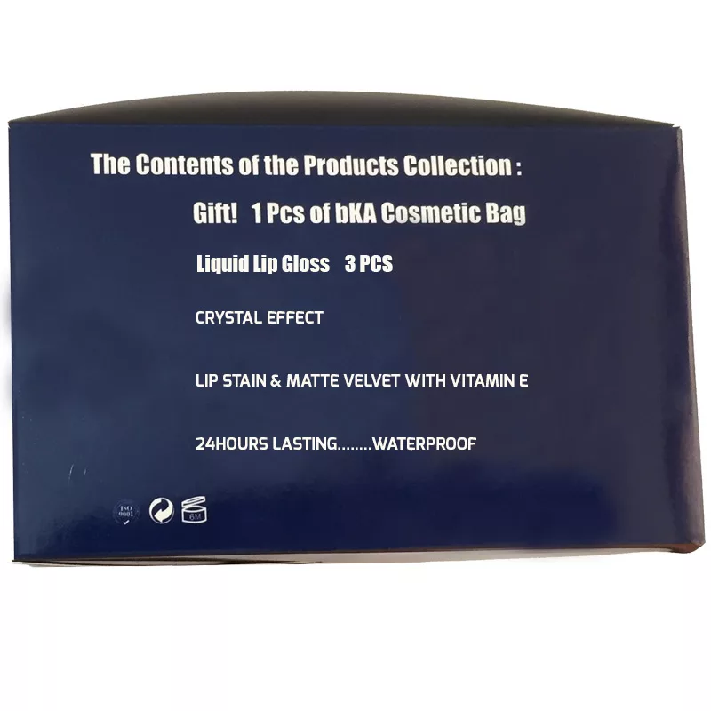 رژ لب مایع بکا کد LG263334 مجموعه 3 عددی به همراه کیف لوازم آرایش کد KK