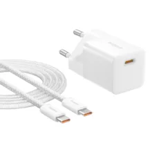 شارژر دیواری 25 وات بیسوس مدل GaN5 mini به همراه کابل تبدیل تایپ سی