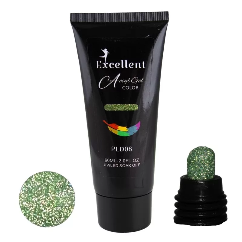 پلی ژل کاشت ناخن اکسلنت مدل دیسکو شماره PLD08 حجم 60 میلی لیتر