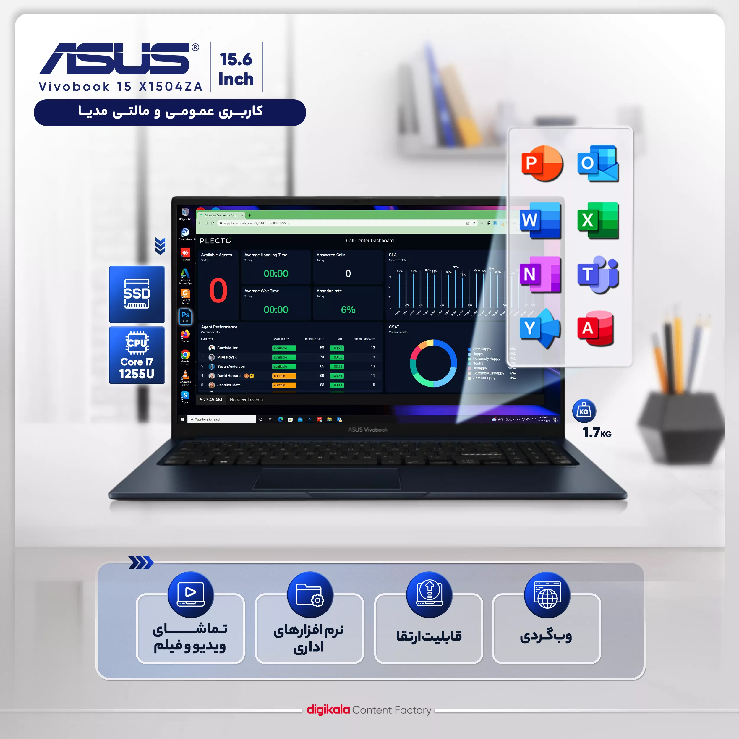لپ تاپ 15.6 اینچی ایسوس مدل Vivobook 15 X1504ZA-NJ247-i7 1255U-8GB DDR4-512GB SSD-TFT