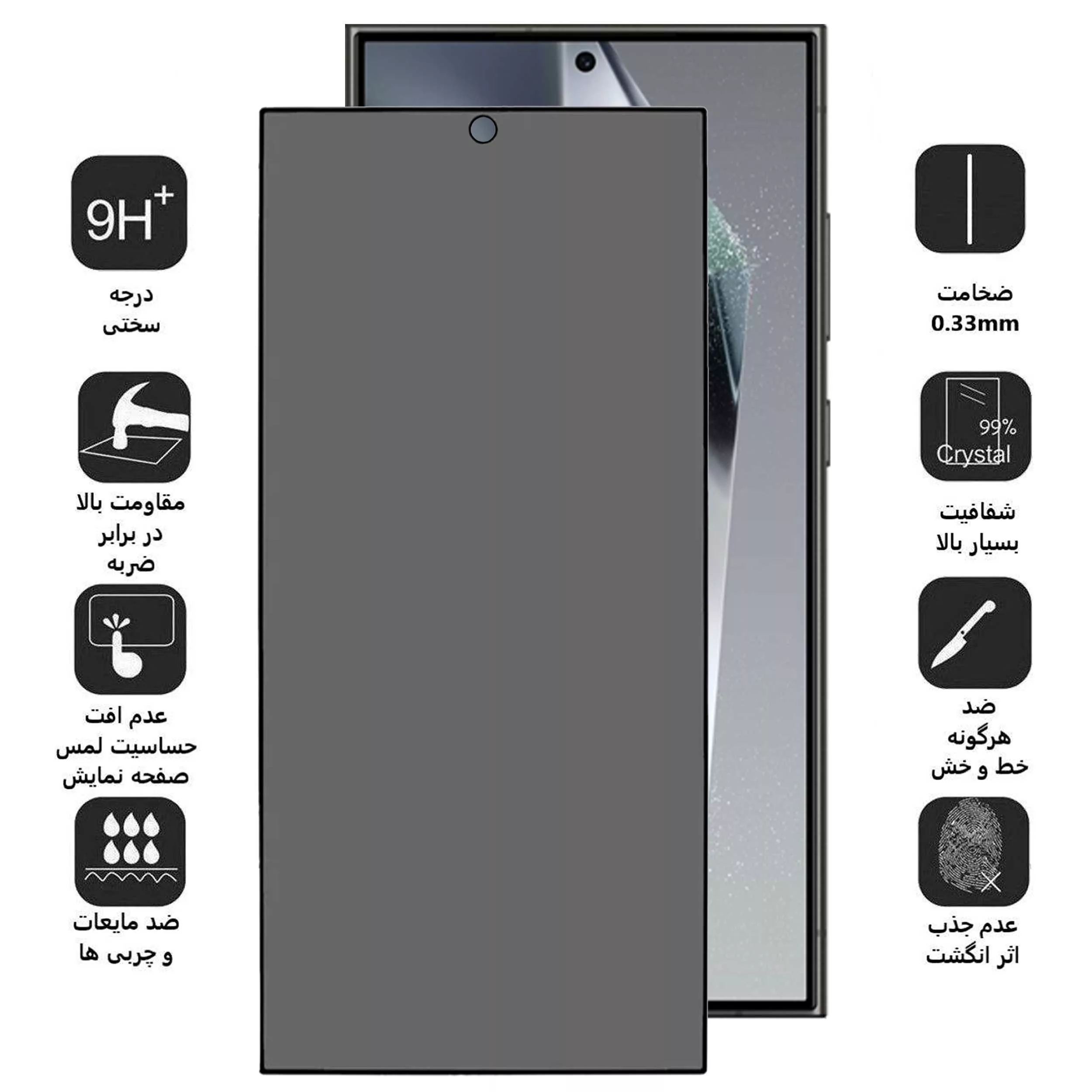 محافظ صفحه نمایش حریم شخصی بوف مدل Privacy مناسب برای گوشی موبایل سامسونگ Galaxy S24 Ultra