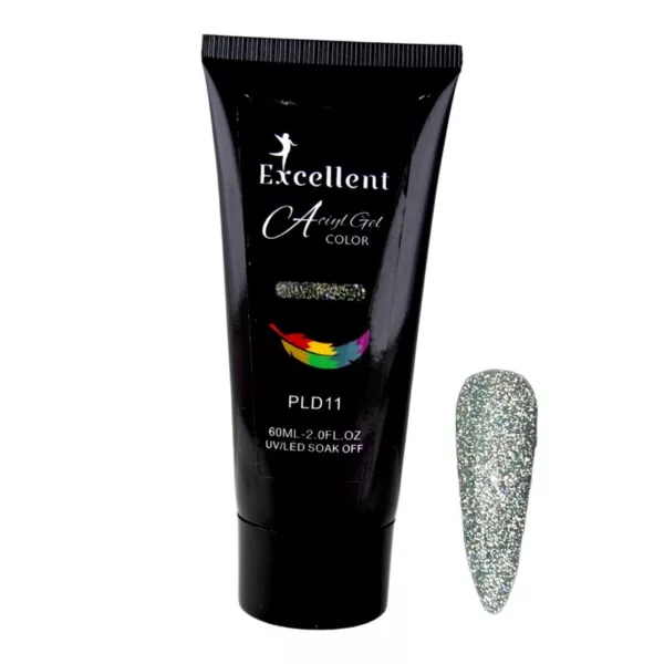پلی ژل کاشت ناخن اکسلنت مدل دیسکو شماره PLD11 حجم 60 میلی لیتر