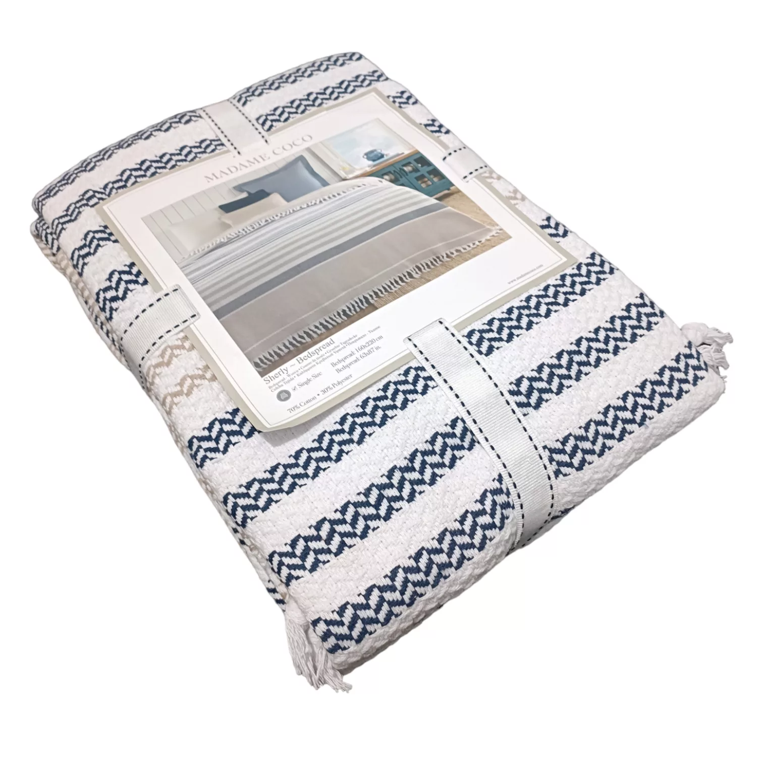 روتختی مادام کوکو مدل Sherly Bej Lacivert یک نفره سایز 220×160 سانتی متر