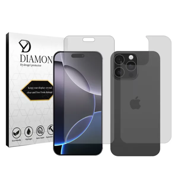محافظ صفحه نمایش شفاف دیاموند مدل Tough مناسب برای گوشی موبایل اپل iPhone 16 Pro Max به همراه محافظ پشت گوشی