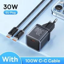 شارژر دیواری 30 وات بیسوس مدل GAN5 mini 30W به همراه کابل تبدیل USB-C