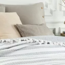 روتختی مادام کوکو مدل Sheryl Beyaz Gri تک نفره سایز 220×160 سانتی متر