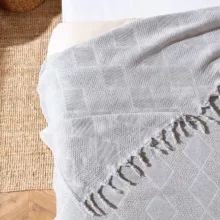 روتختی مادام کوکو مدل Basil Gri Yatak Ortusu دو نفره سایز 240×220 سانتی متر