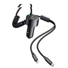 شارژر فندکی120 وات  مک دودو مدل cc-0370 به همراه کابل USB-C/لایتنینگ