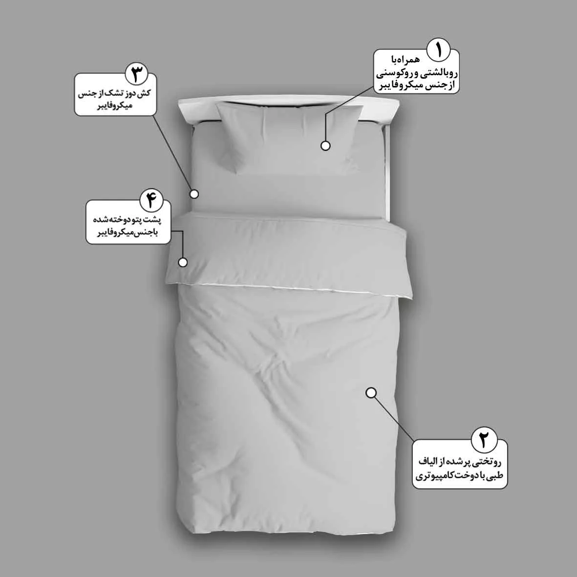 سرویس روتختی نوپه هوم مدل اسپرت T6126 یک نفره 5 تکه