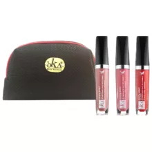 رژ لب مایع بکا کد LG263334 مجموعه 3 عددی به همراه کیف لوازم آرایش کد KK