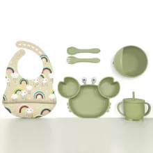 ظرف غذای کودک مدل رنگین کمان مجموعه 7 عددی