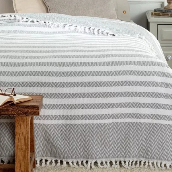 روتختی مادام کوکو مدل Sheryl Beyaz Gri دو نفره سایز 240×220 سانتی متر