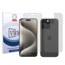 محافظ صفحه نمایش مات وی دبلیو کی مدل Tough مناسب برای گوشی موبایل اپل iPhone 15 Pro Max به همراه محافظ پشت گوشی