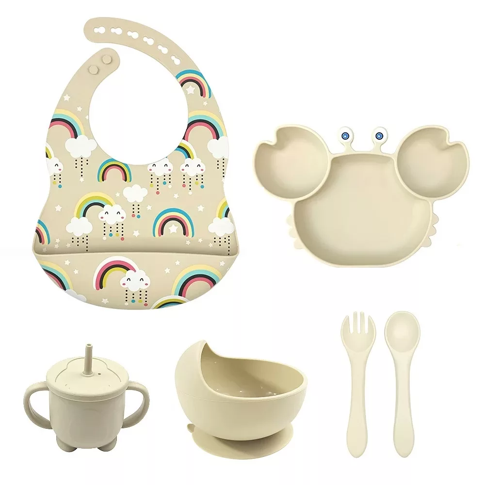 ظرف غذای کودک مدل رنگین کمان مجموعه 7 عددی