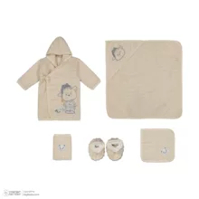 ست حوله کودک و نوزاد مادرکر طرح خرس خوابالو سایز 75x75 سانتیمتر مجموعه 5 عددی