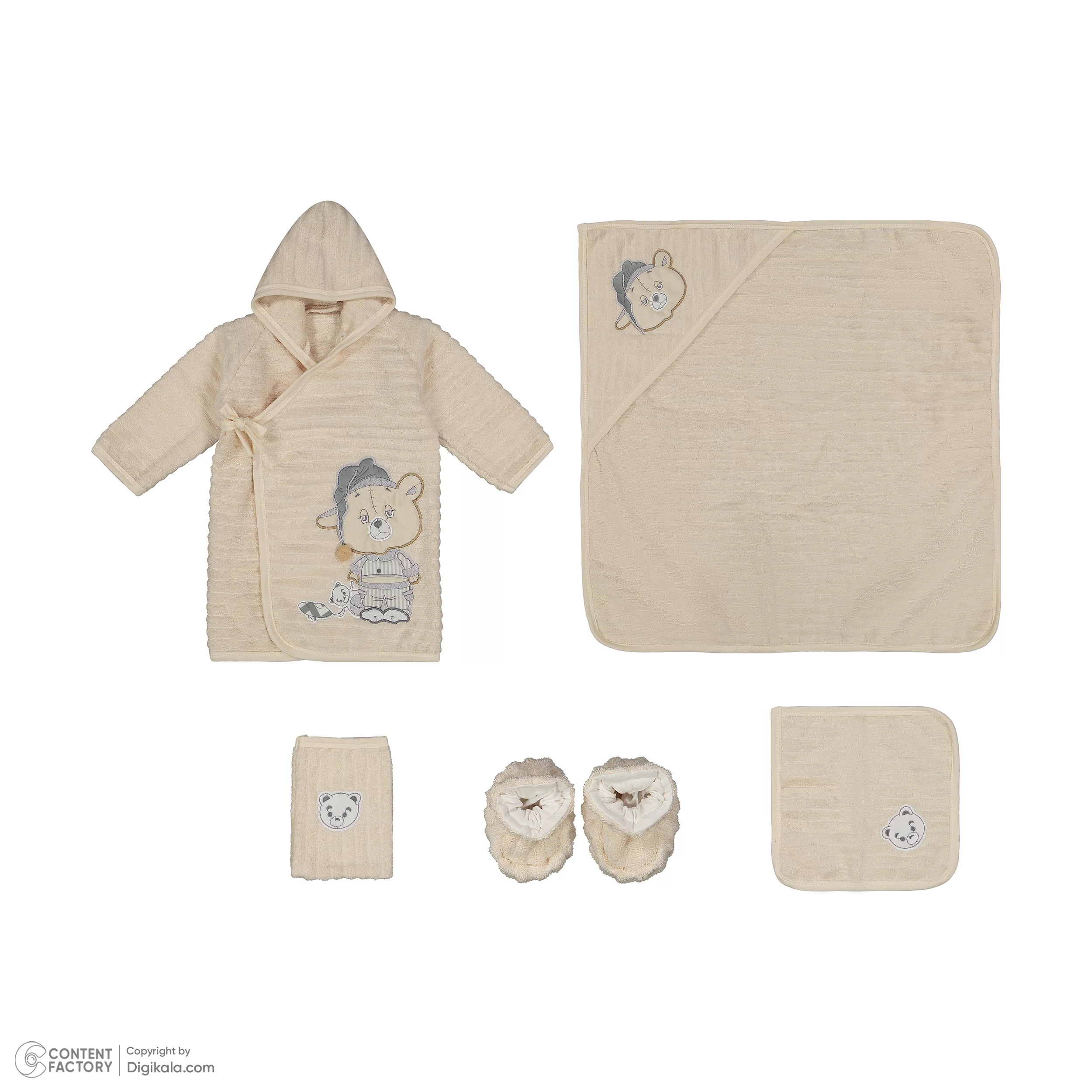 ست حوله کودک و نوزاد مادرکر طرح خرس خوابالو سایز 75x75 سانتیمتر مجموعه 5 عددی