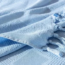 روتختی مادام کوکو مدل Basil Acik Mavi Yatak Ortusu دو نفره سایز 240×220 سانتی متر