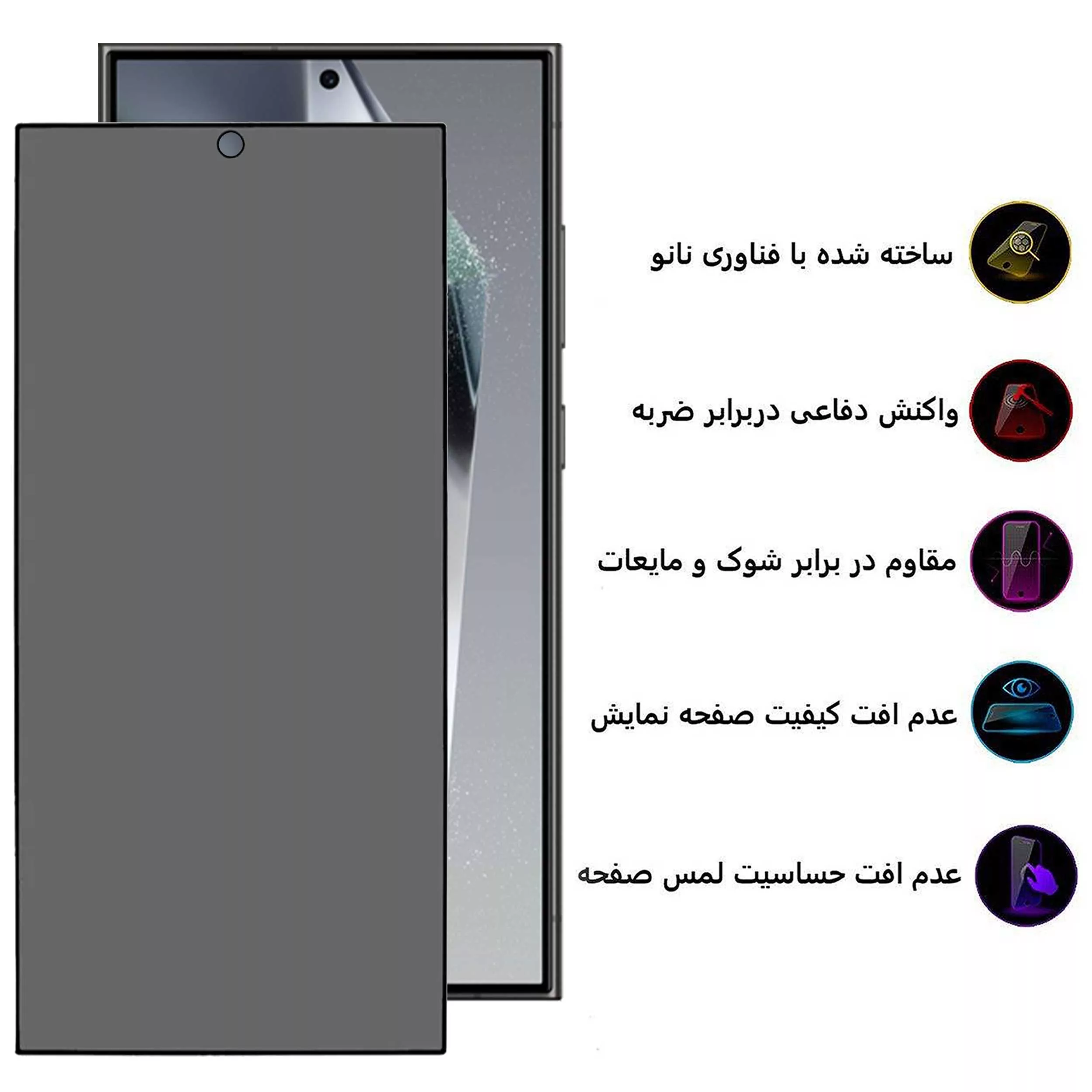 محافظ صفحه نمایش حریم شخصی بوف مدل Privacy مناسب برای گوشی موبایل سامسونگ Galaxy S24 Ultra