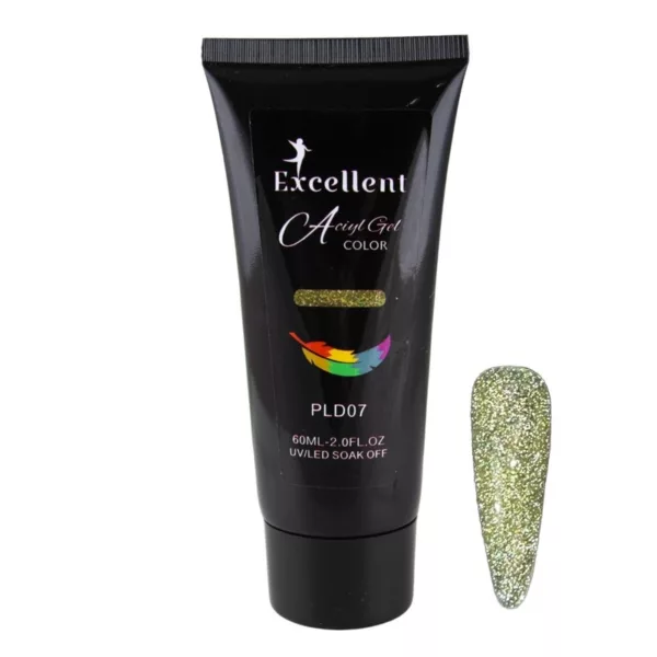 پلی ژل کاشت ناخن اکسلنت مدل دیسکو شماره PLD07 حجم 60 میلی لیتر