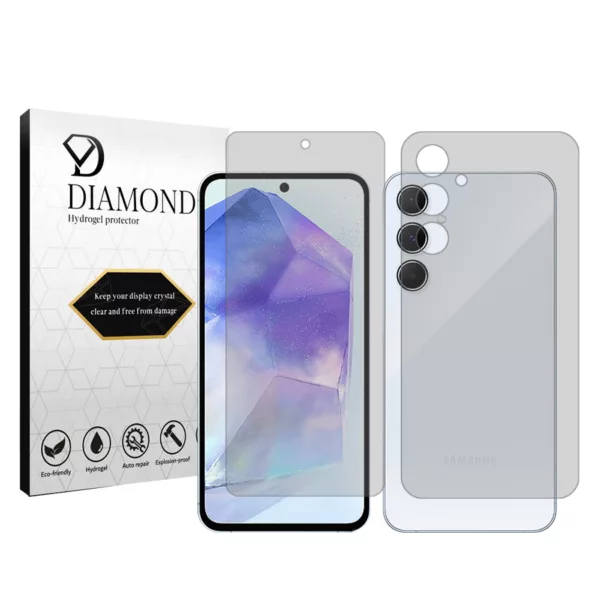 محافظ صفحه نمایش شفاف دیاموند مدل Tough مناسب برای گوشی موبایل سامسونگ Galaxy A55 5G به همراه محافظ پشت گوشی