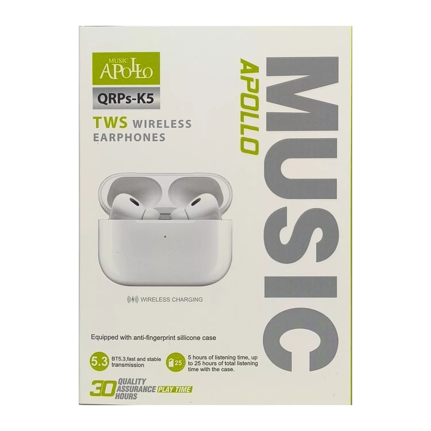 هدفون بلوتوثی موزیک آپولو مدل True wireless QRPs earbuds K5 به همراه کاور سیلیکونی
