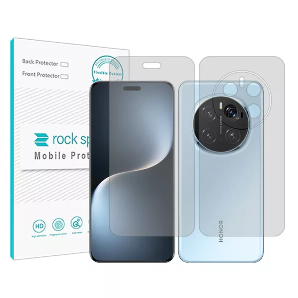محافظ صفحه نمایش شفاف راک اسپیس مدل Resistant‌ مناسب برای گوشی موبایل آنر Magic 7 Pro به همراه محافظ پشت گوشی