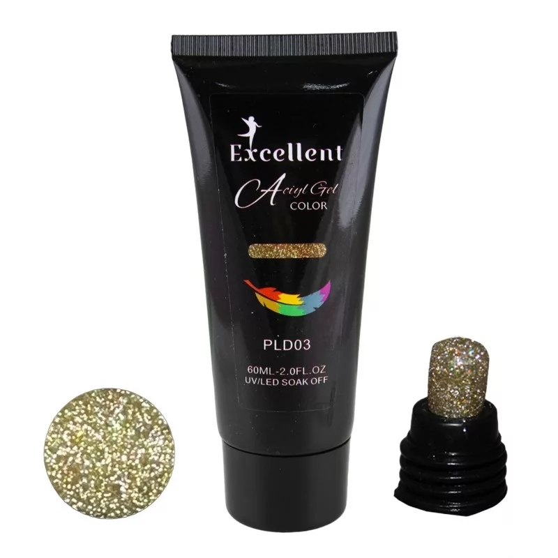 پلی ژل کاشت ناخن اکسلنت مدل دیسکو شماره PLD03 حجم 60 میلی لیتر
