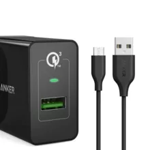 شارژر دیواری انکر مدل A2013-UK به همراه کابل تبدیل microUSB