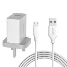 شارژر دیواری انکر مدل A2013-UK به همراه کابل تبدیل microUSB
