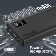 پاوربانک پرومیت مدل BOLT-20PRO.BLACK ظرفیت 20000 میلی آمپر ساعت