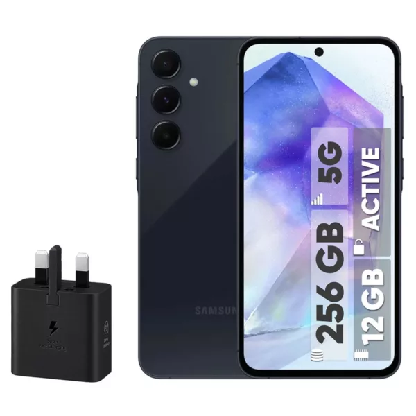گوشی موبایل سامسونگ مدل Galaxy A55 دو سیم کارت ظرفیت 256 گیگابایت و رم 12 گیگابایت - اکتیو - به همراه شارژر 25 وات سامسونگ