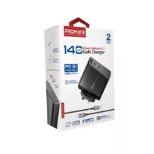 شارژر دیواری ۱۴۰ وات پرومیت مدل GANCHARGE-140W