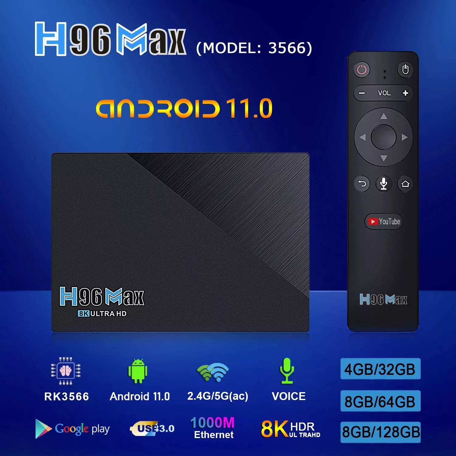 اندروید باکس اچ 96 مدل 64/8GB مکس