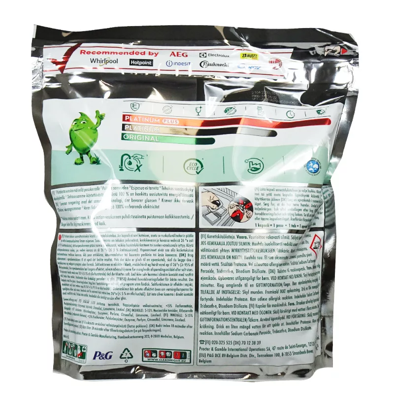 قرص ماشین ظرفشویی فیری مدل Platinum All in One بسته 75 عددی