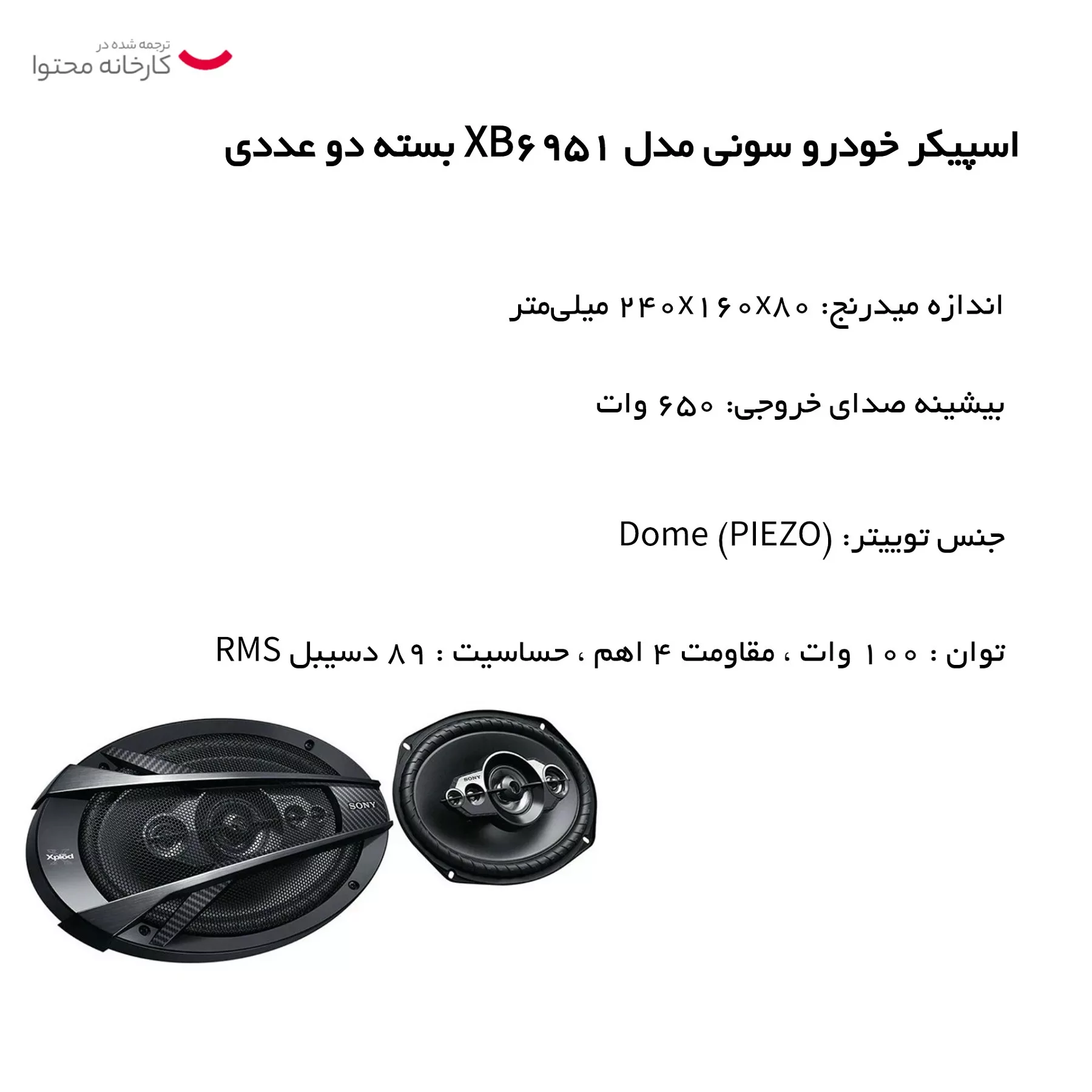 اسپیکر خودرو سونی مدل XB6951 بسته دو عددی