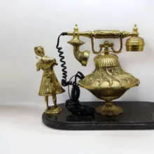 تلفن کلاسیک مدل برنزی طرح پایه سنگی کد 083
