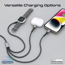 کابل تبدیل USB-C به USB-C/ پد شارژ اپل واچ/ لایتنینگ پرومیت مدل ICHARGE-TRIO طول 1.5 متر