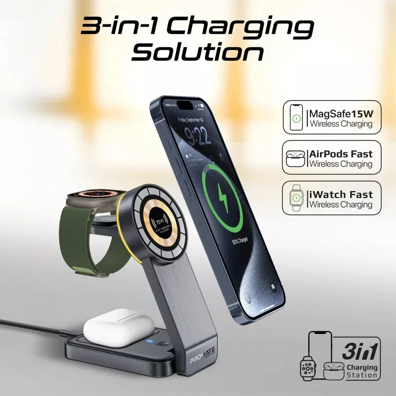 شارژر بی سیم پرومیت مدل TRANSFOLD.BLK