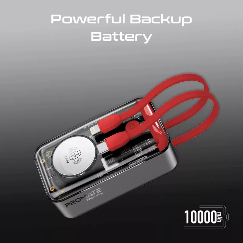 پاوربانک پرومیت مدل MAVRIX ظرفیت 10000 میلی‌آمپرساعت