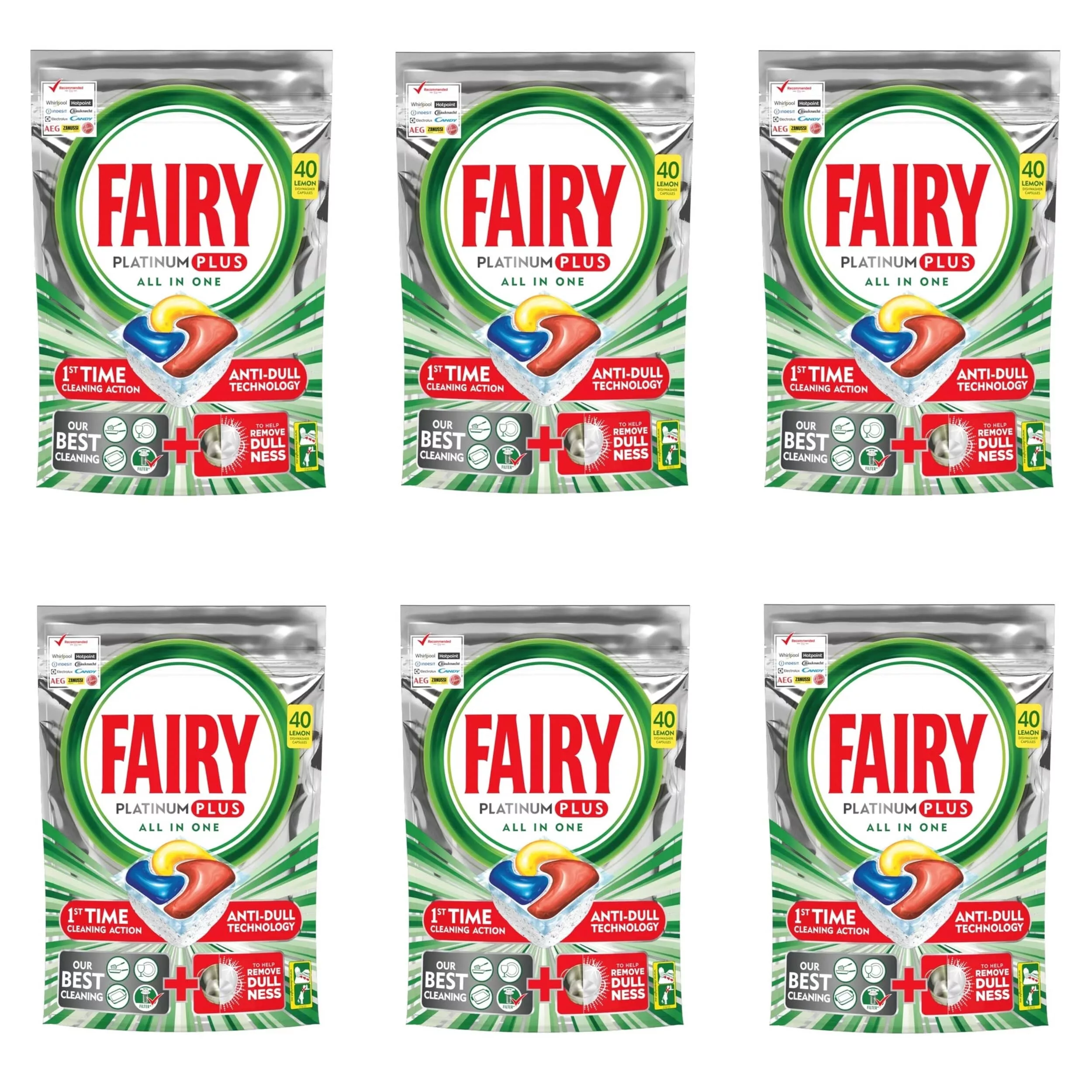 قرص ماشین ظرفشویی فیری مدل پلاتینیوم پلاس شش بسته 40 عددی