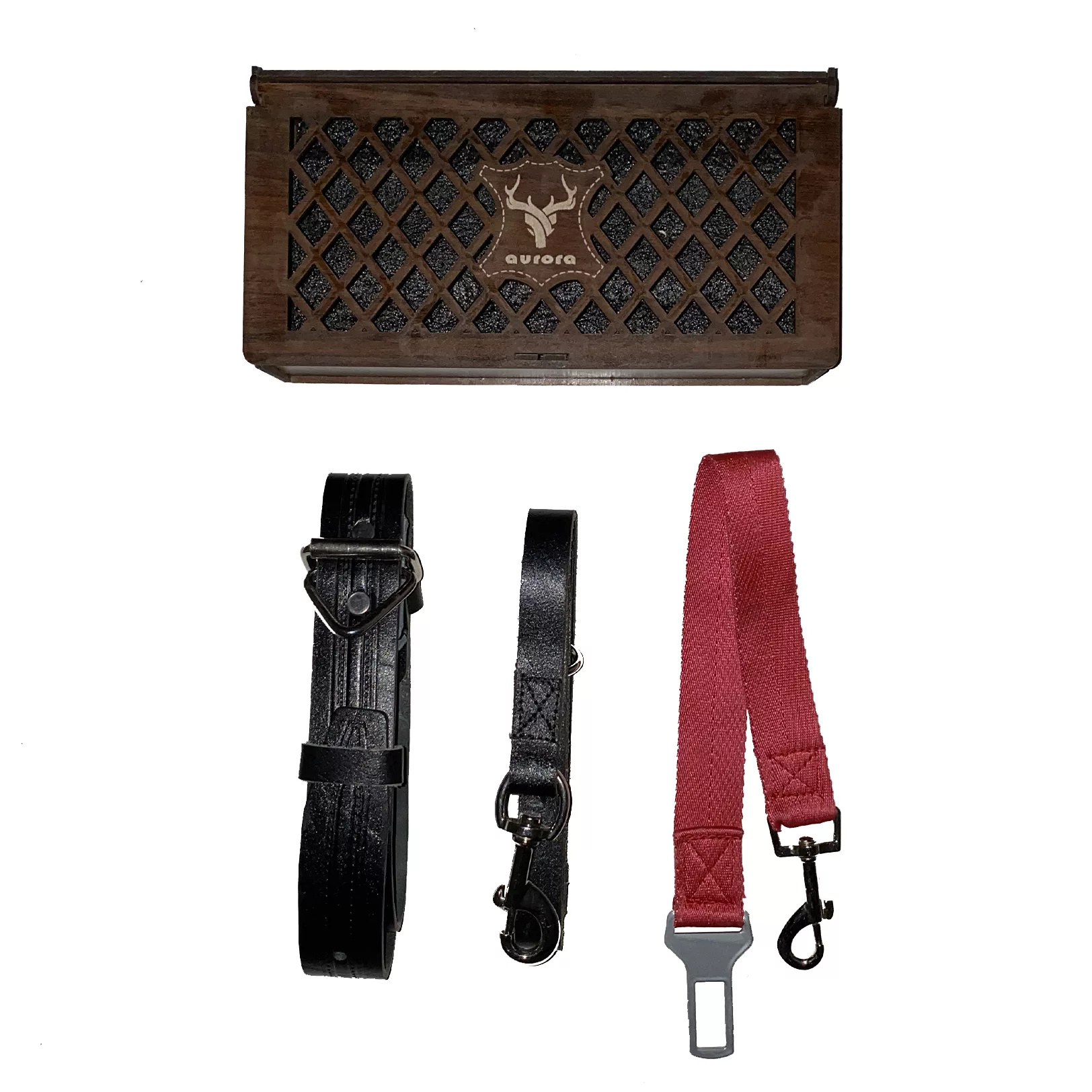 بند و قلاده و بند خودرو سگ کد 01 مجموعه 3 عددی