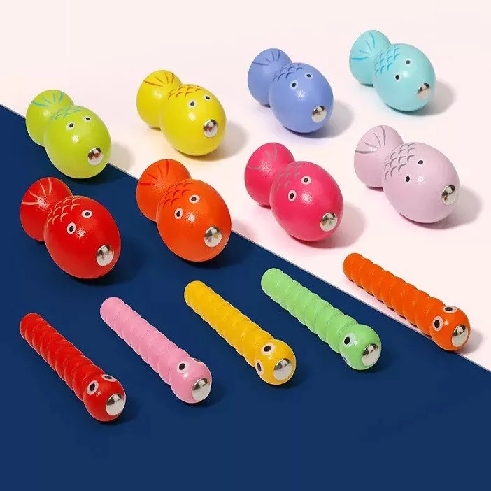 بازی آموزشی حیوانات مدل ماهی گیری چوبی طرح گربه
