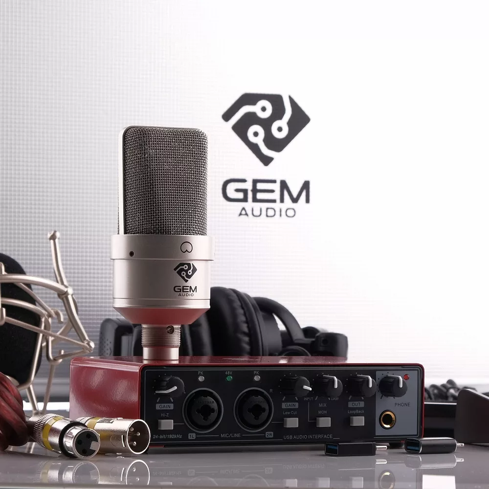 میکروفون استودیویی جم آدیو مدل GA-103 به همراه کارت صدا و هدفون