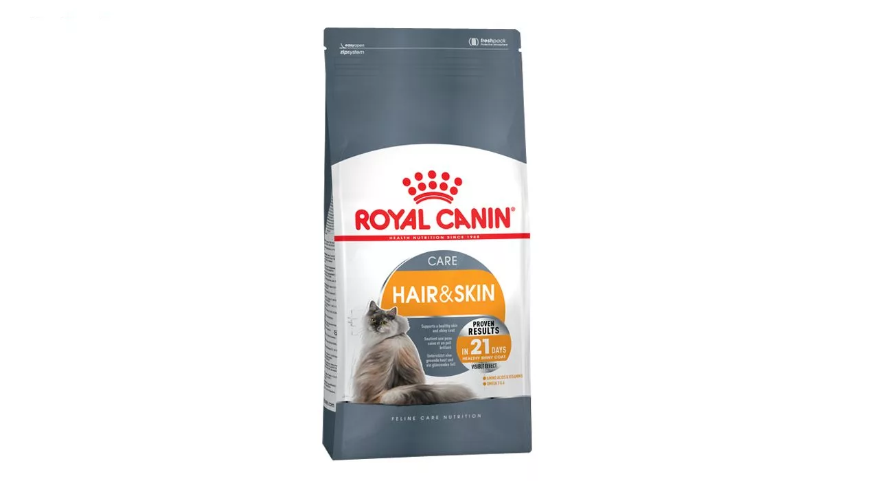 غذای خشک گربه رویال کنین مدل Hair and Skin وزن 2 کیلوگرم