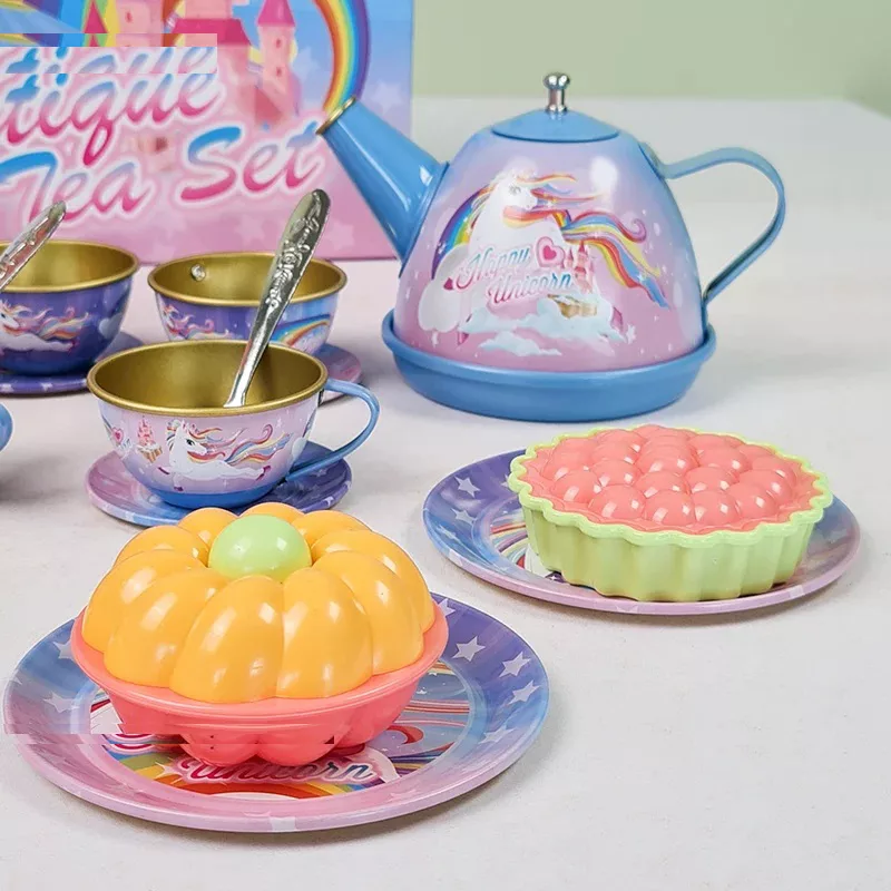 ست اسباب بازی مدل چایخوری فلزی یونیکورن طرح شیرینی خوری کد 966/66