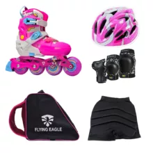 اسکیت کفشی فلاینگ ایکل مدل L6 سایز 37-33 به همراه کلاه و لوازم ایمنی و کیف و شلوارک اسکیت