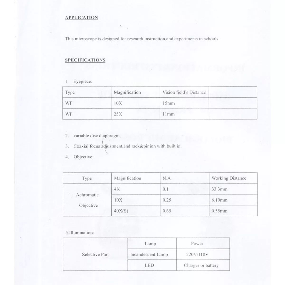 میکروسکوپ مدل دوچشمی آکرومات 1000x