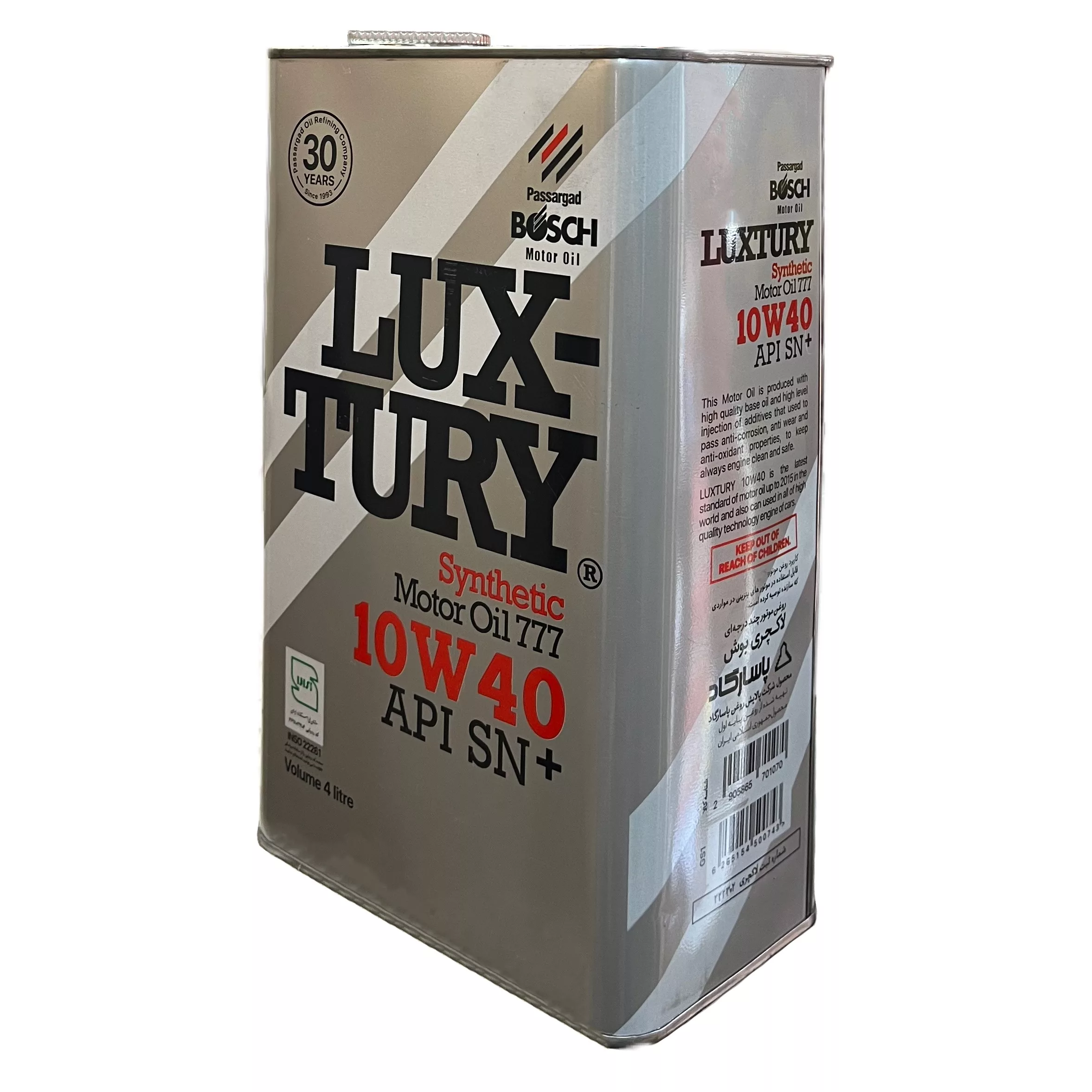 روغن موتور خودرو بنزینی بوش مدل لاکچری +10W40 SN حجم 4 ليتر