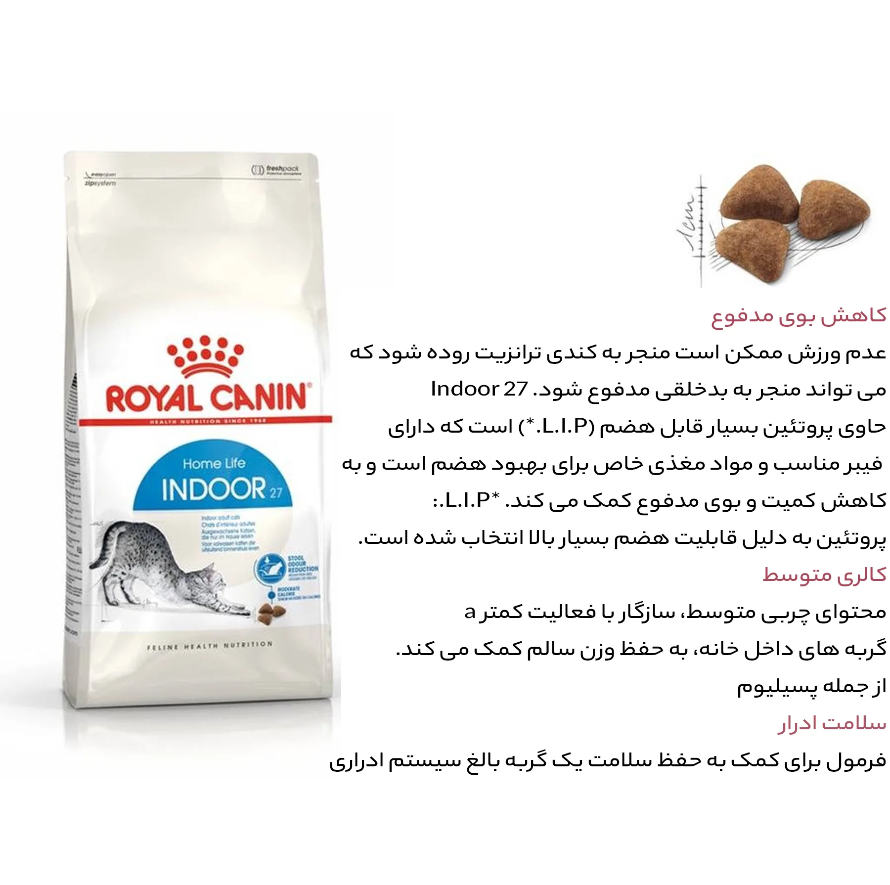غذای خشک گربه رویال کنین مدل home life indoor وزن 2 کیلوگرم