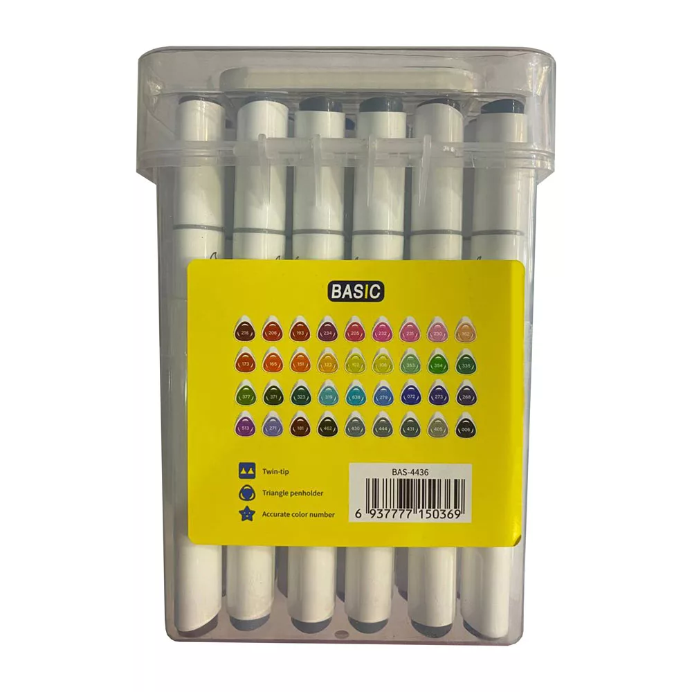 ماژیک راندو بیسیک مدل دو سر کد B4436 بسته 36 عددی